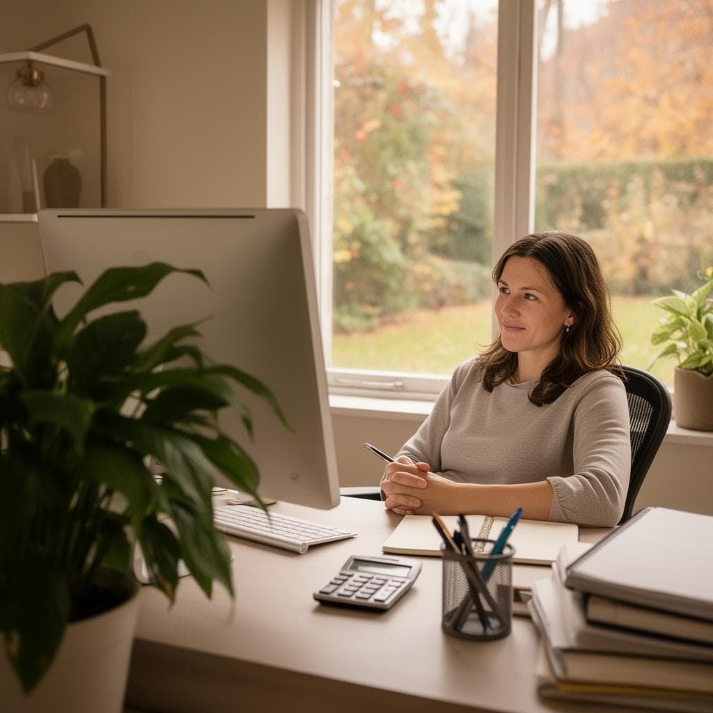 Landlord working at her computer
